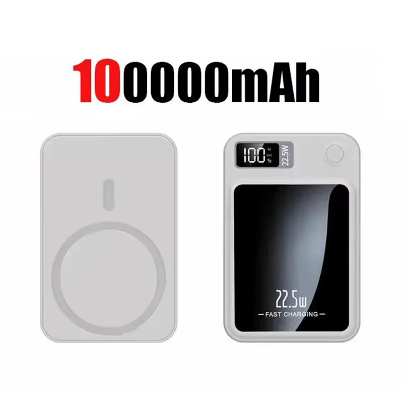 Ultra-Portable 100000mAh Magnetic Wireless Fast Charger - Power Bank for iPhone, Huawei, and Samsung - Perfect Aux Battery Pack for 2025