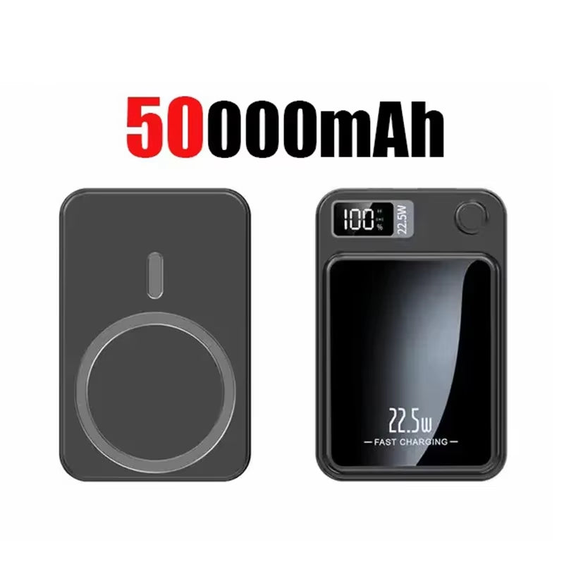 Ultra-Portable 100000mAh Magnetic Wireless Fast Charger - Power Bank for iPhone, Huawei, and Samsung - Perfect Aux Battery Pack for 2025