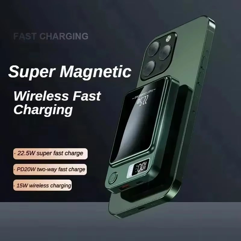 Ultra-Portable 100000mAh Magnetic Wireless Fast Charger - Power Bank for iPhone, Huawei, and Samsung - Perfect Aux Battery Pack for 2025