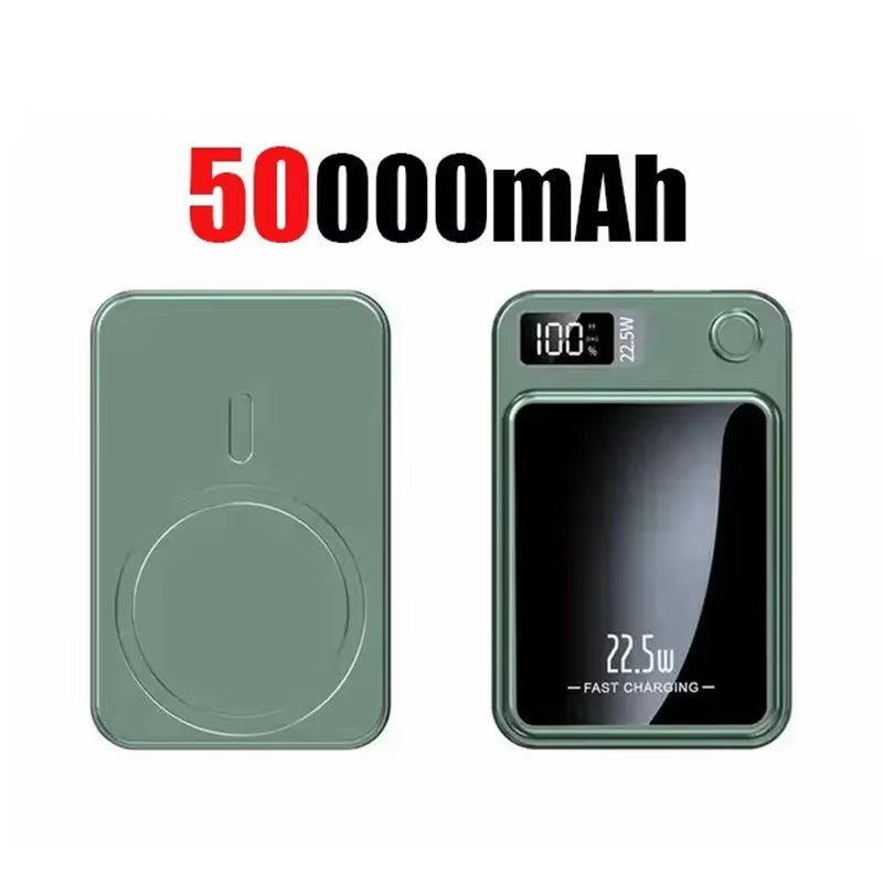 Ultra-Portable 100000mAh Magnetic Wireless Fast Charger - Power Bank for iPhone, Huawei, and Samsung - Perfect Aux Battery Pack for 2025