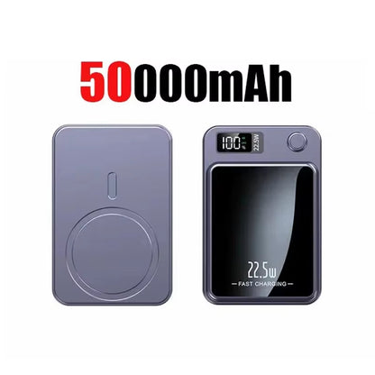Ultra-Portable 100000mAh Magnetic Wireless Fast Charger - Power Bank for iPhone, Huawei, and Samsung - Perfect Aux Battery Pack for 2025