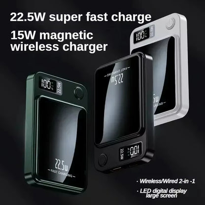 Ultra-Portable 100000mAh Magnetic Wireless Fast Charger - Power Bank for iPhone, Huawei, and Samsung - Perfect Aux Battery Pack for 2025