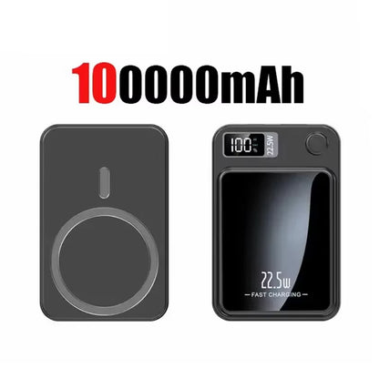 Ultra-Portable 100000mAh Magnetic Wireless Fast Charger - Power Bank for iPhone, Huawei, and Samsung - Perfect Aux Battery Pack for 2025
