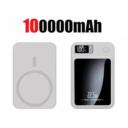 Ultra-Portable 100000mAh Magnetic Wireless Fast Charger - Power Bank for iPhone, Huawei, and Samsung - Perfect Aux Battery Pack for 2025